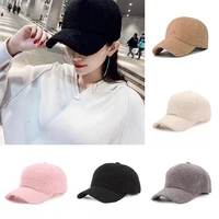 1pc 2022 outdoor warm winter cap wool thicken baseball cap women girls solid snapback adjustable hip hop hat visor gifts