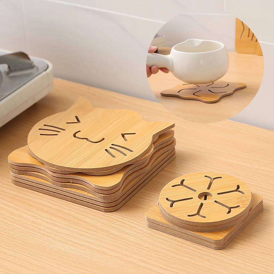 

Bamboo Heat Insulation Table Mat For Bowl Family Office Anti-skid Tea Cup Milk Mug Coffee Cup Coaster Heat Prevent