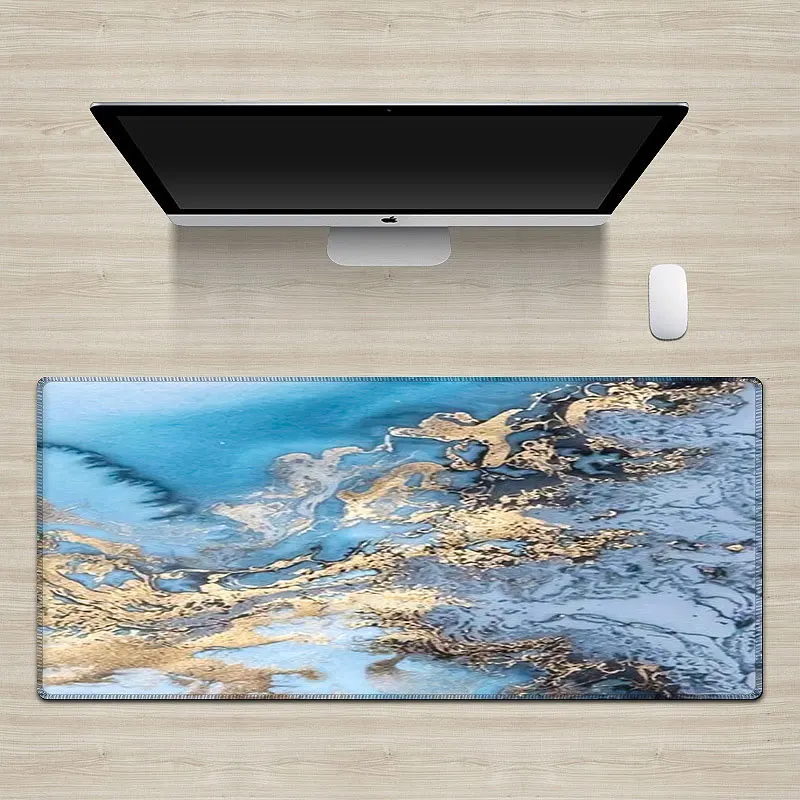 large gaming mouse pad marble pattern mousepad locked edge gamer mice mat keyboard laptop desktop cushion soft rubber table cove free global shipping