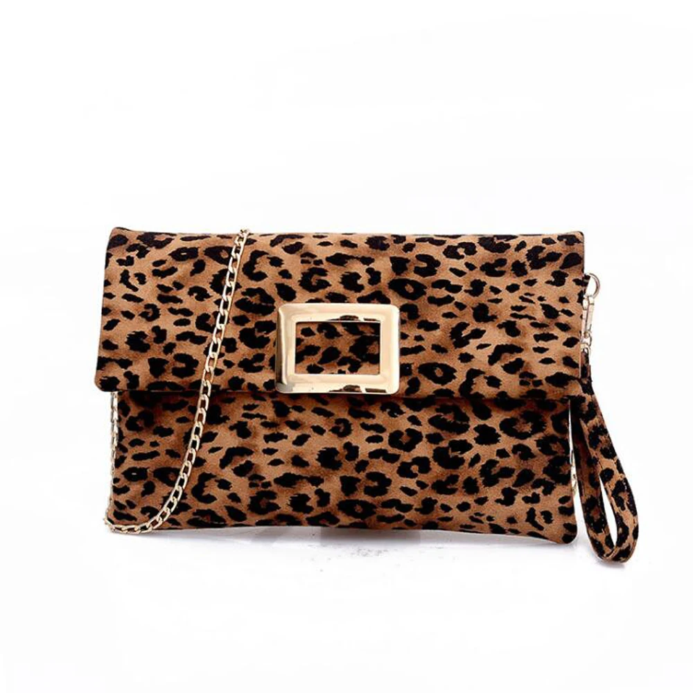 

Leopard Print Fashion Clutch Metal Square Lock Clasp Ladies Shoulder Bag Lady Tote Chain Messenger Bag For Women