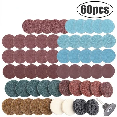 

60pcs Sandpaper Sanding Disc Flocking Sand Paper Set Disc Sanding Sheet Grinding Polishing Plate Woodworking Tools Accessories