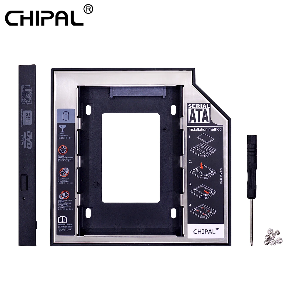 CHIPAL 2nd HDD Caddy 12 7 мм алюминиевая Optibay SATA 3 0 коробка для жесткого диска корпус DVD
