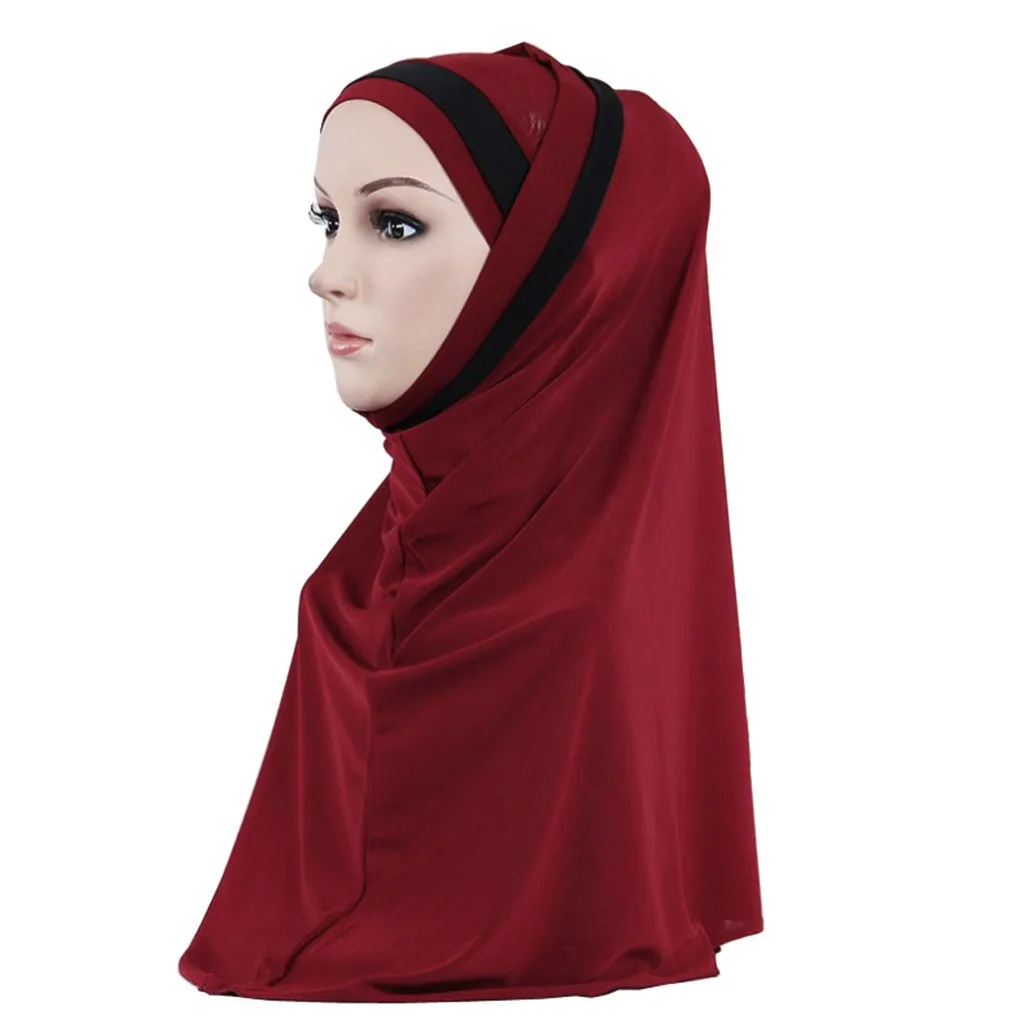 

Muslim scarf for women solid color stripe shawl hijab femme musulman arab wraps headscarf hijabs islamic head scarves kopftuch