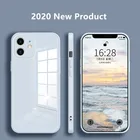 Жидкий квадратный чехол из закаленного стекла для iPhone 11 12 Pro Max Mini XR XS X 8 7 6 6S Plus SE2 2020, противоударный мягкий чехол-бампер