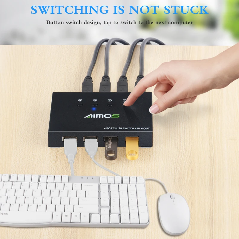 USB 2 0 переключатель KVM разветвитель для 4 ПК совместное использование принтера