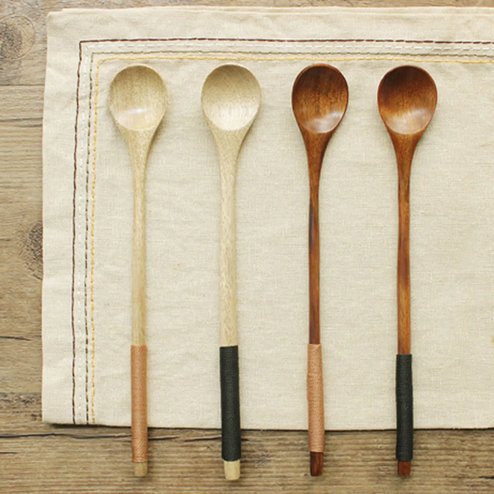 

Japanese Style Long Handle Wooden Spoon Coffee Stirring Rod Tea Dessert Spoon Mixing Soup Spoon Tableware Kitchen Supplies