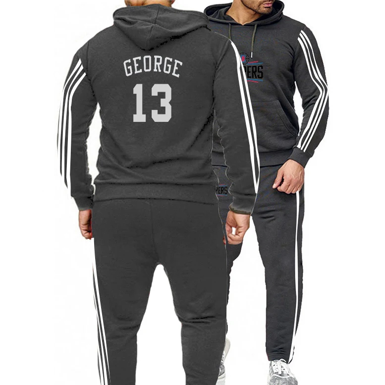 

3XL мужские американские баскетбольные Джерси одежда #13 Пол Джордж клипер Свободный свитшот Толстовка комплект из двух предметов тренировоч...