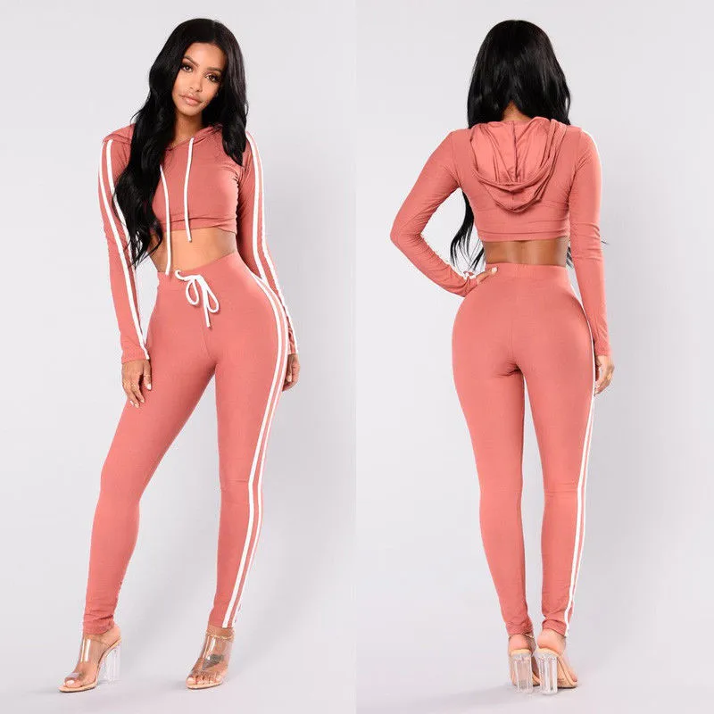 Женский спортивный костюм с длинным рукавом толстовка капюшоном и штаны