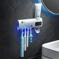 uv toothbrush holder toothpaste dispenser solar energy bathroom toothbrush storage box multi function storage holder usb charge