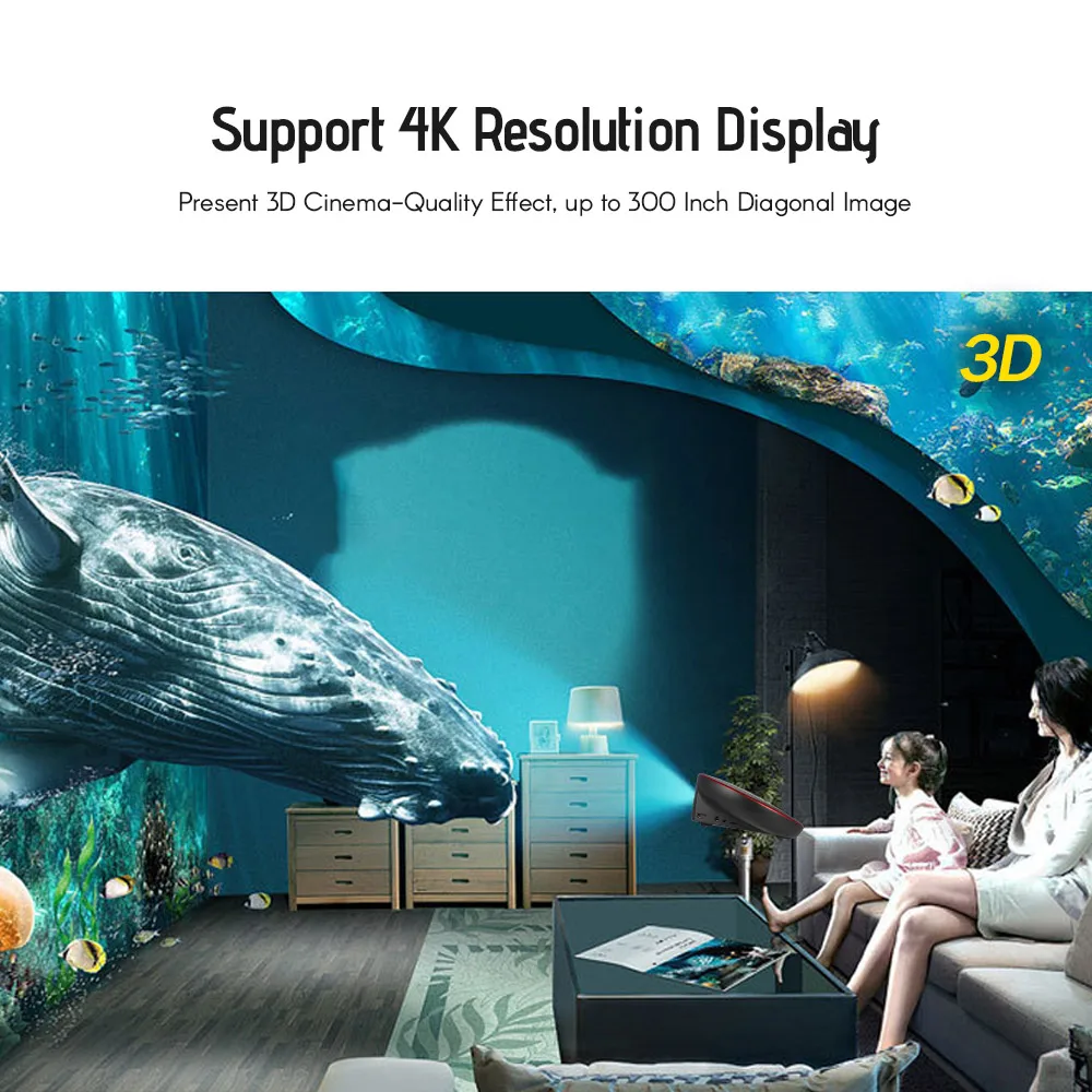 Портативный DLP Android WIFI видеопроектор 3D Мини проектор для домашнего кинотеатра