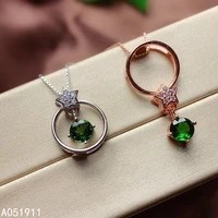 kjjeaxcmy fine jewelry natural diopside 925 sterling silver women pendant necklace chain support test noble