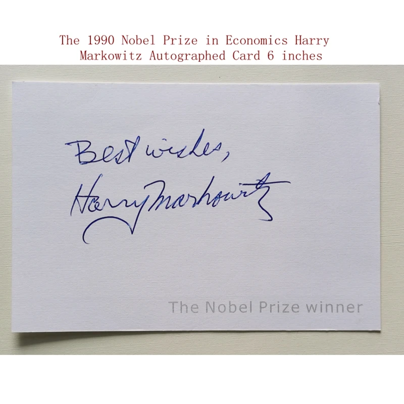 The 1990 Nobel Prize in Economics Harry Markowitz Autographed Card 6 inches