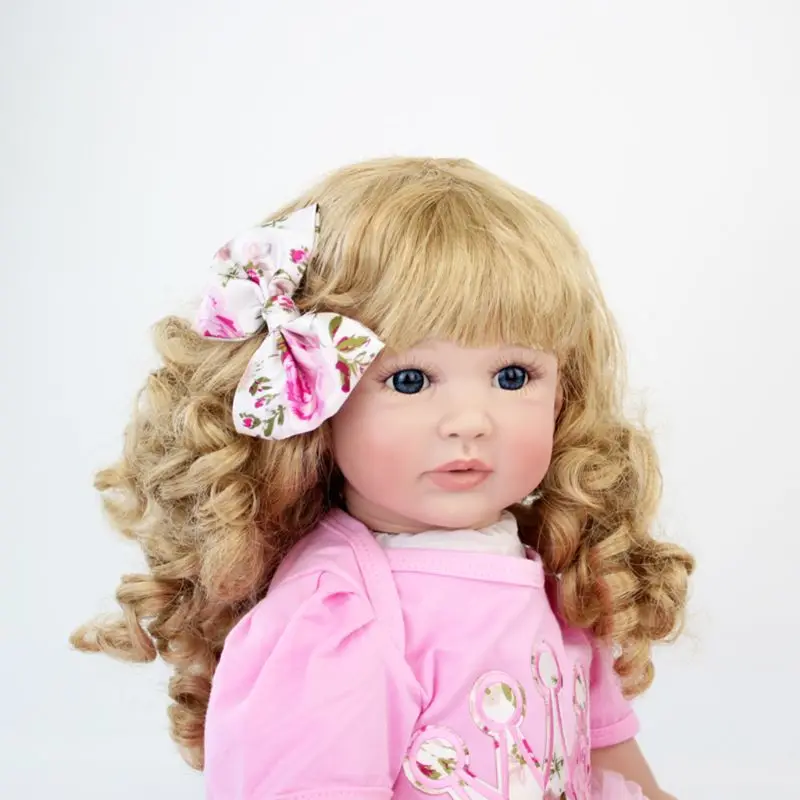 

60cm Realistic Reborn Doll Soft Silicone Toddler Babies Curly Hair Girl Pacifier