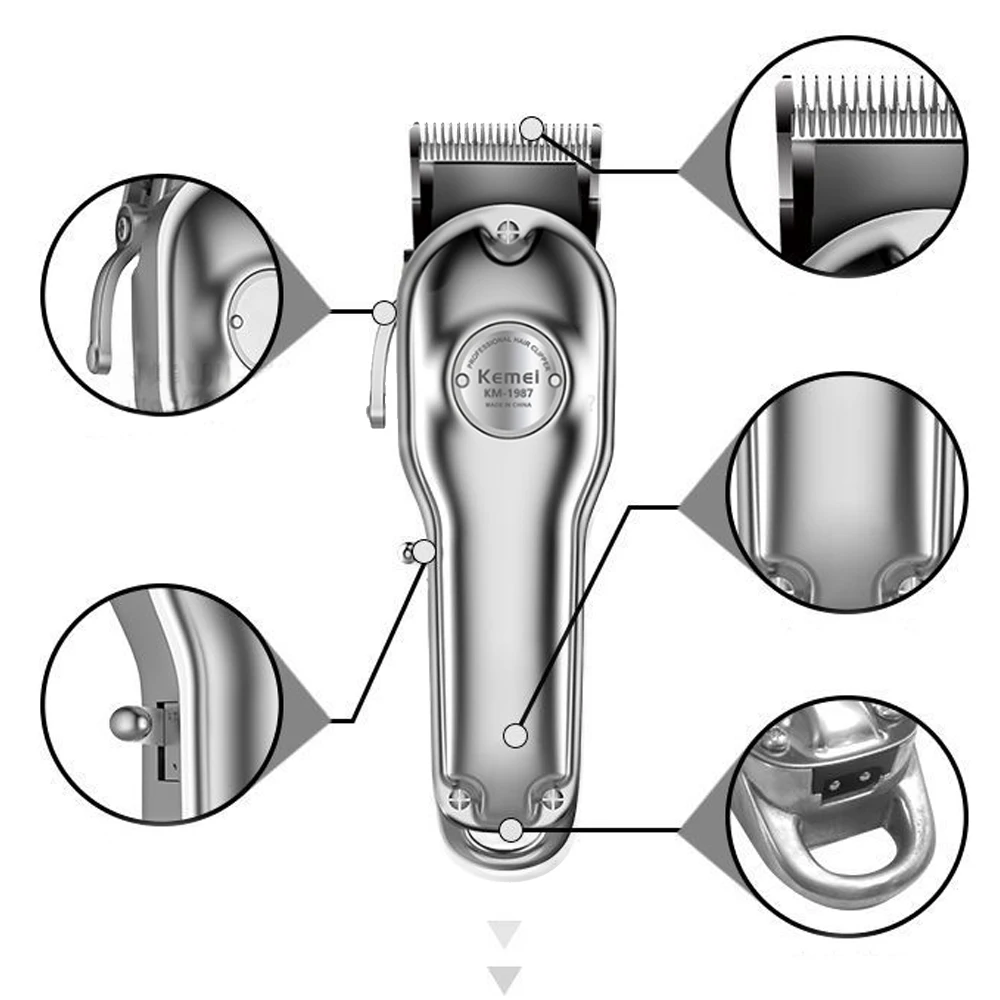 Kemei электрическая машинка для стрижки волос профессиональная Металлическая