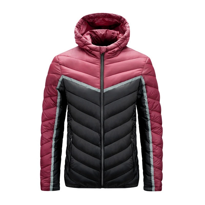 Теплые зимние парки с капюшоном мужская куртка контрастного цвета Повседневная