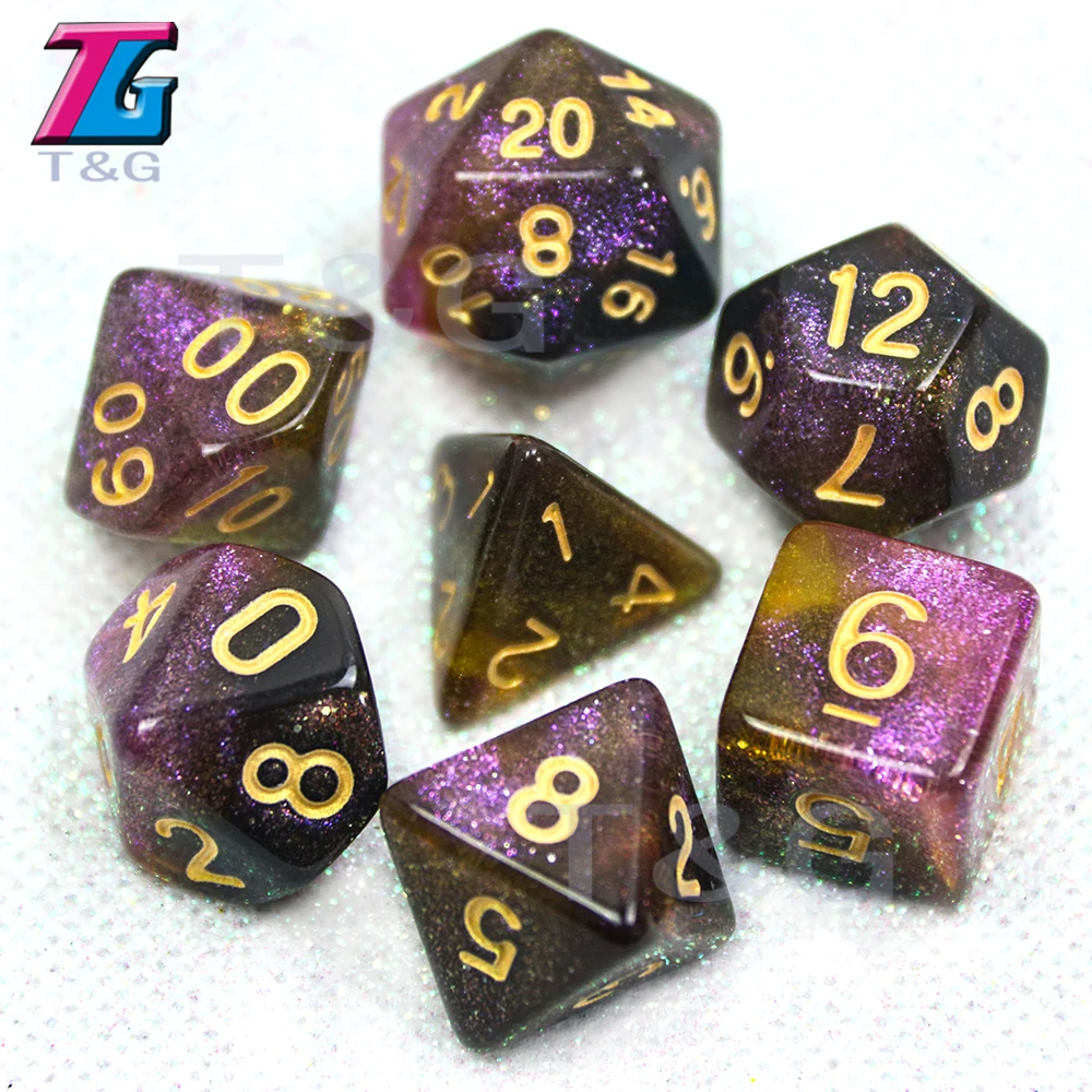 RPG DND Game Universe Galaxy Digital Dice Set of D4-D20 with Bag Shinny Effect Cool for Boardgame Party Gift Hot Sale | Спорт и