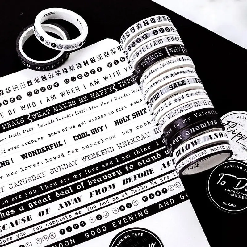 1 шт. черно белая васи лента художественное украшение журнал Скрапбукинг