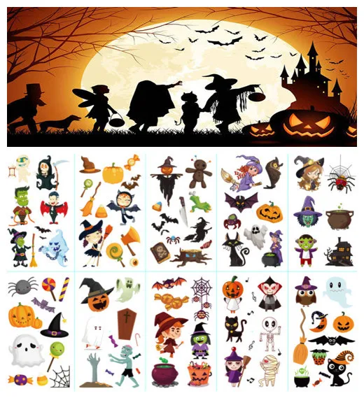 30 шт./компл. наклейки для татуировок на Хэллоуин | Дом и сад