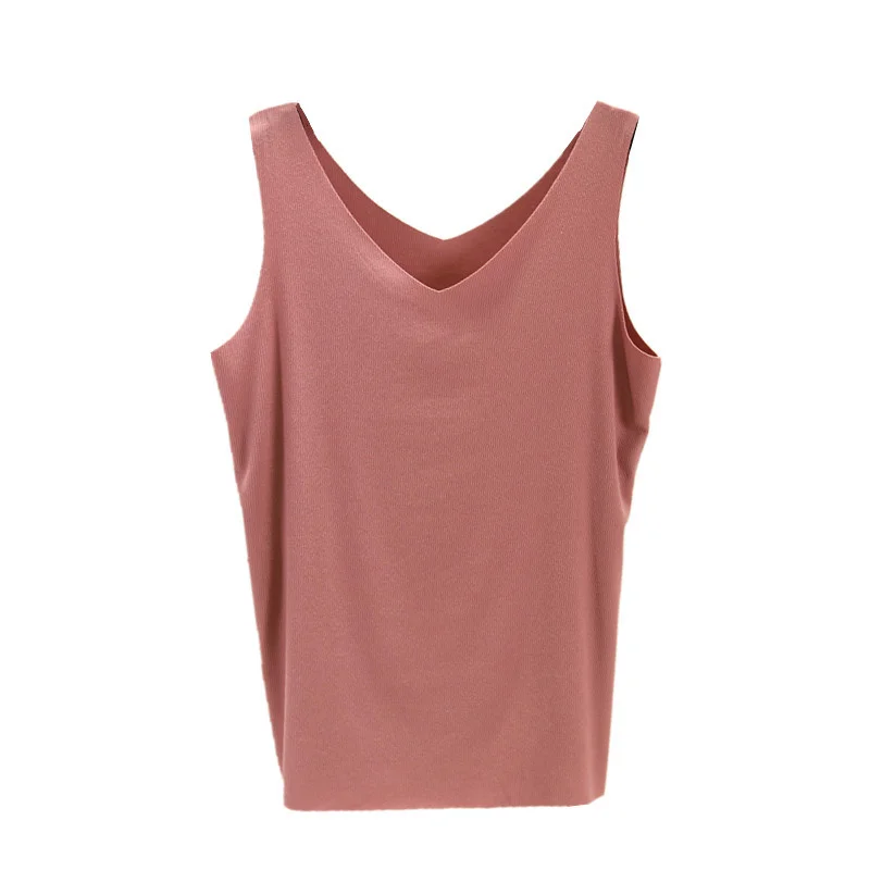 

Thread Cotton Outerwear Camisole Women's Summer Seamless V-neck Inner Match Sleeveless Bottoming Shirt Thin Top Fashion