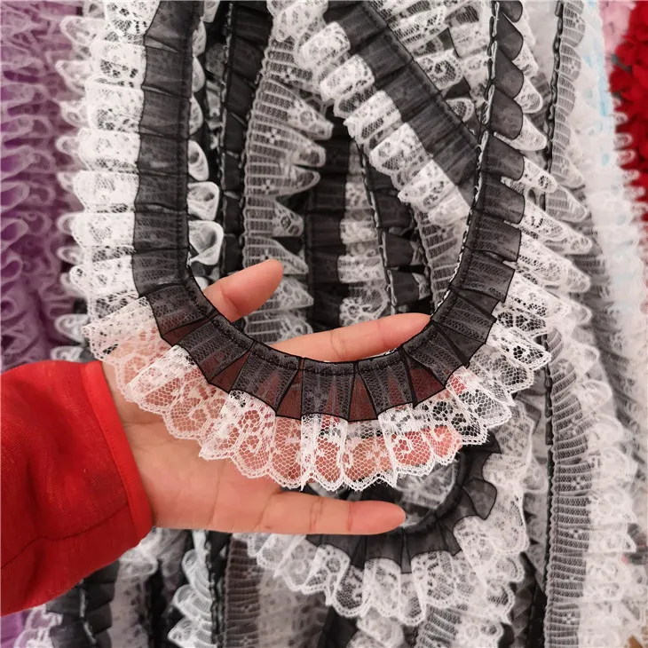 1 ярд кружевная ткань с вышивкой плиссированные кружева ленточные Швейные платья