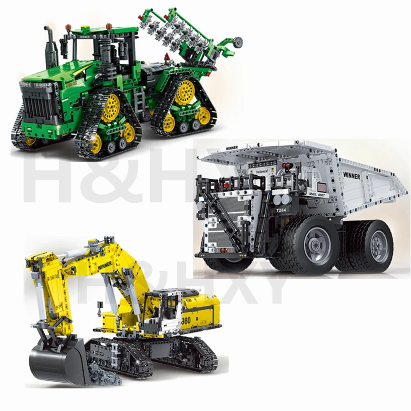 

7119 2.4G Winner City RC Crawler Tractor Excavating Machinery Car Model Building Blocks Bricks Toys Children Gifts 7120 7121