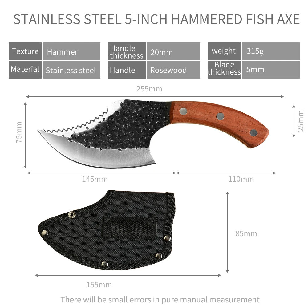

XYj 5 Inch Small Kitchen Knife 255MM Knife Boning Knives with Black Knife Cover Full Tang Kitchen Cooking Tools Outdoor Knife