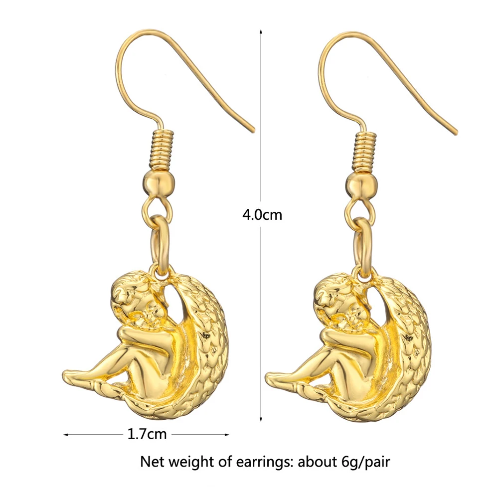 Cring Coco Baby Pendant Earrings Unique Moon Gold Plated Women's Earring Hip Hop Jewelry Party Gifts Wedding for Women | Украшения и