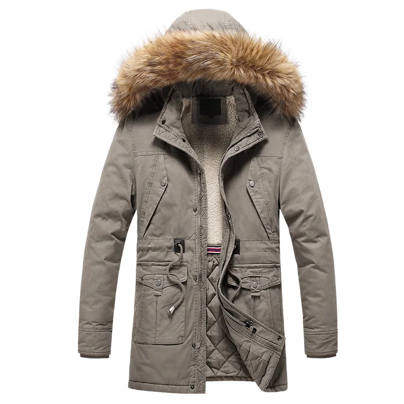 

2020 New Casual Winter Fleece Parkas Jacket Men Hooded Warm Military Coats Mens Thick Medium-Long padded Jackets 4XL