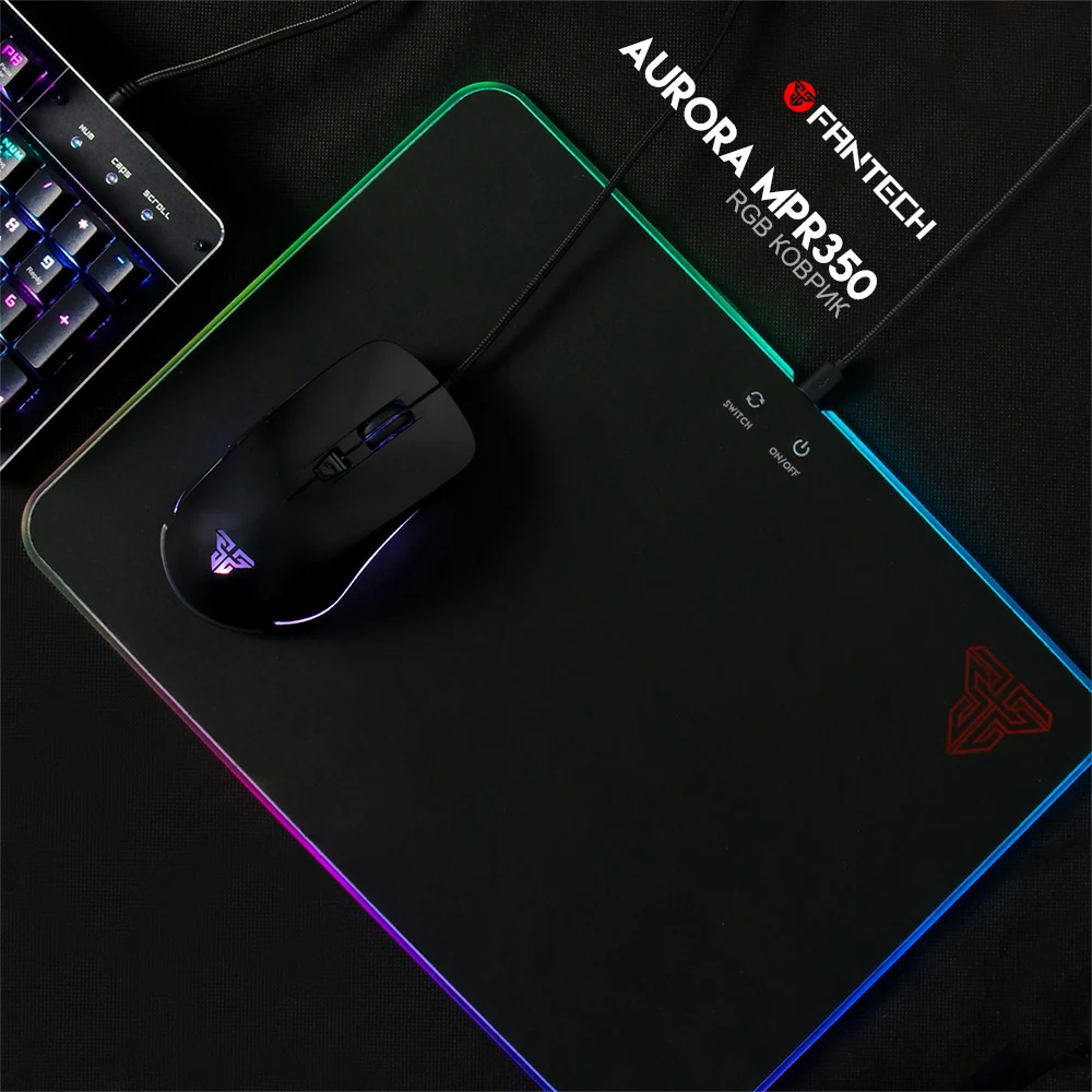 FANTECH MPR350 акриловый игровой коврик для мыши RGB Противоскользящий натуральный каучук и гладкая поверхность Большой Коврик Для Мыши для ПК ноутбук для геймеров