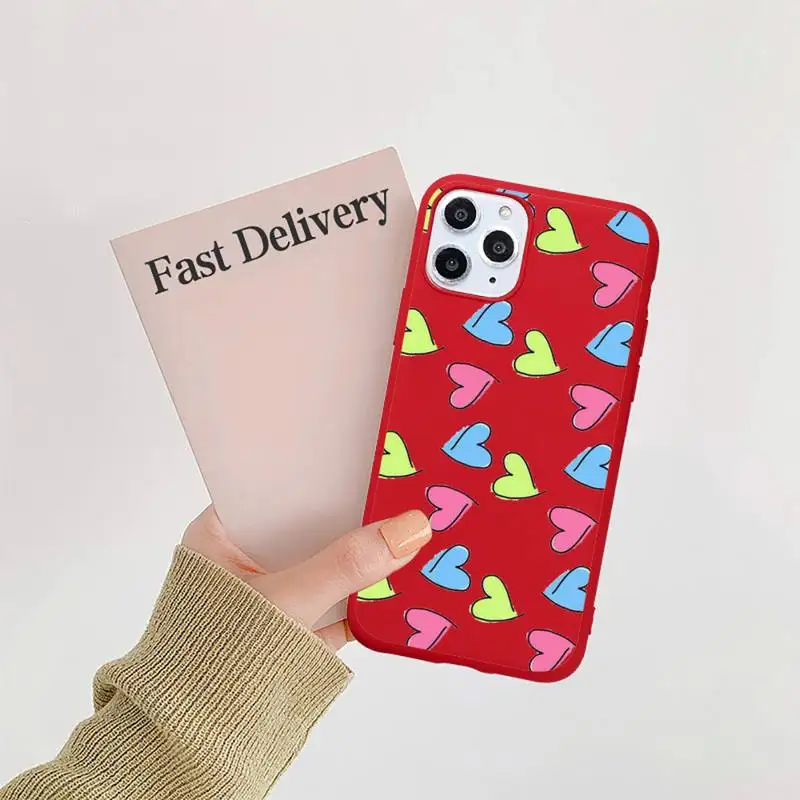 

Pink Lovers Phone Case Candy Color Red for iPhone 11 12 pro XS MAX 8 7 6 6S Plus X 5S SE 2020 XR