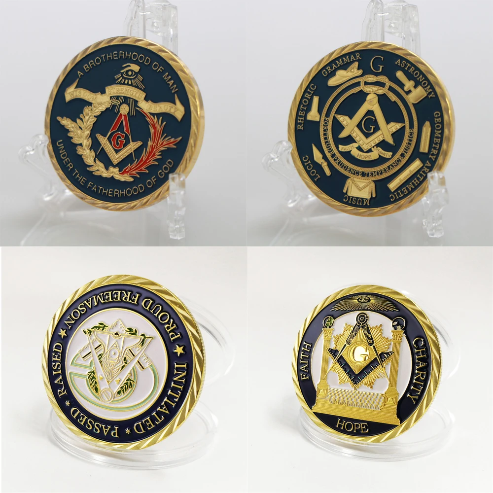 2020 Coin European Masonic Freemasonry Brotherhood Gold And Blue Color Round Double Commemorative Decorative Collection | Дом и сад