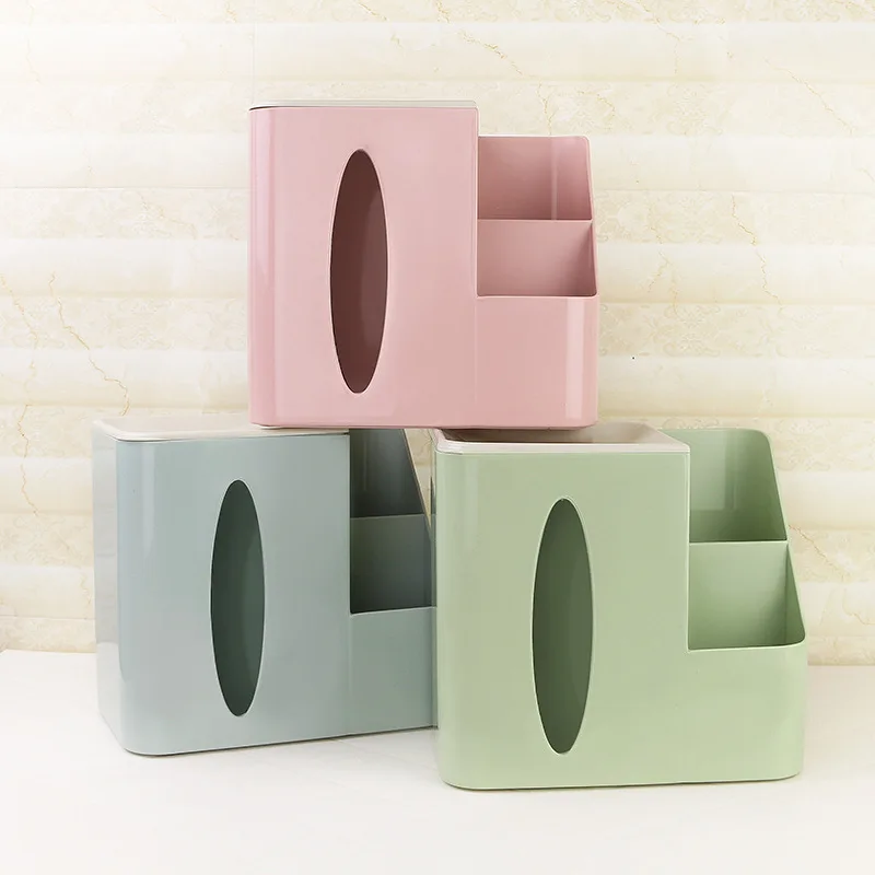 

1 Pcs Home Plastic Storage Boxes Korean Simple Creative Multi-functional Double Tabletop Tissue Boxes Cosmetic Napkins Organizer