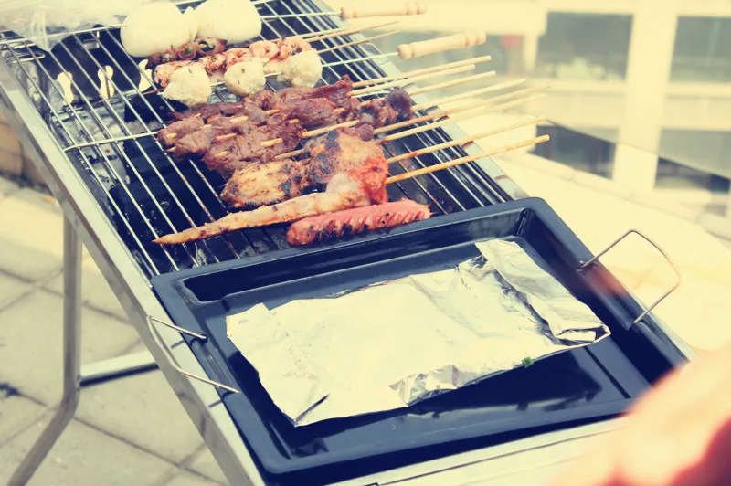 Барбекю домашний древесный уголь гриль маленький мини углеродное поле полный