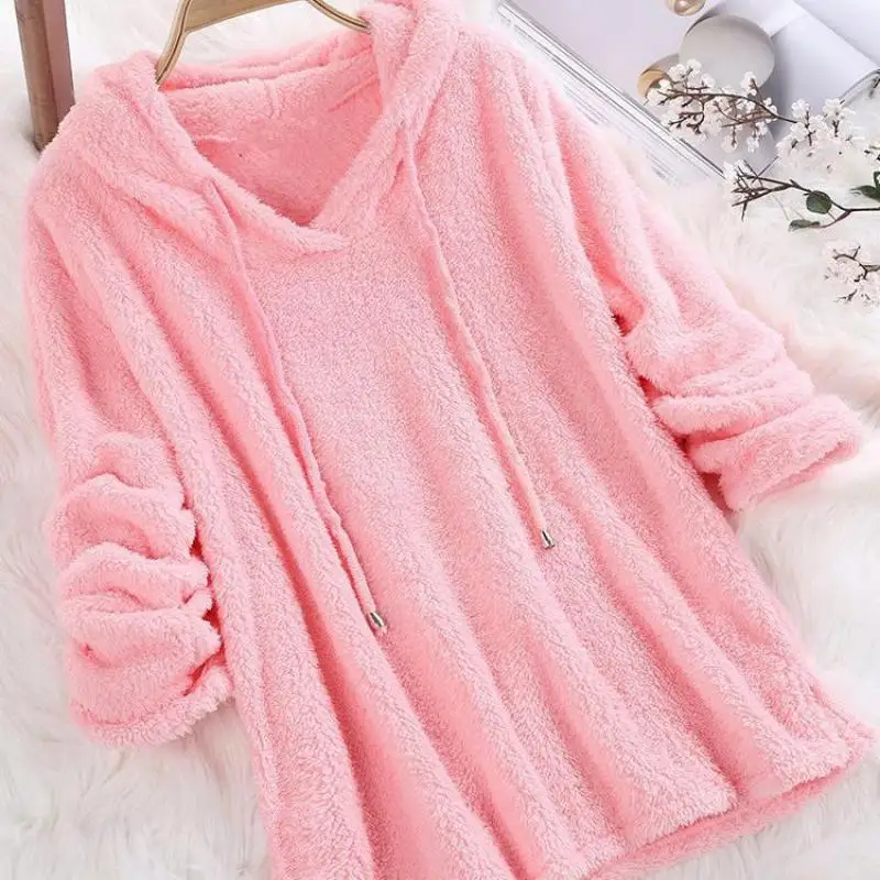 Женский однотонный пуловер с длинными рукавами