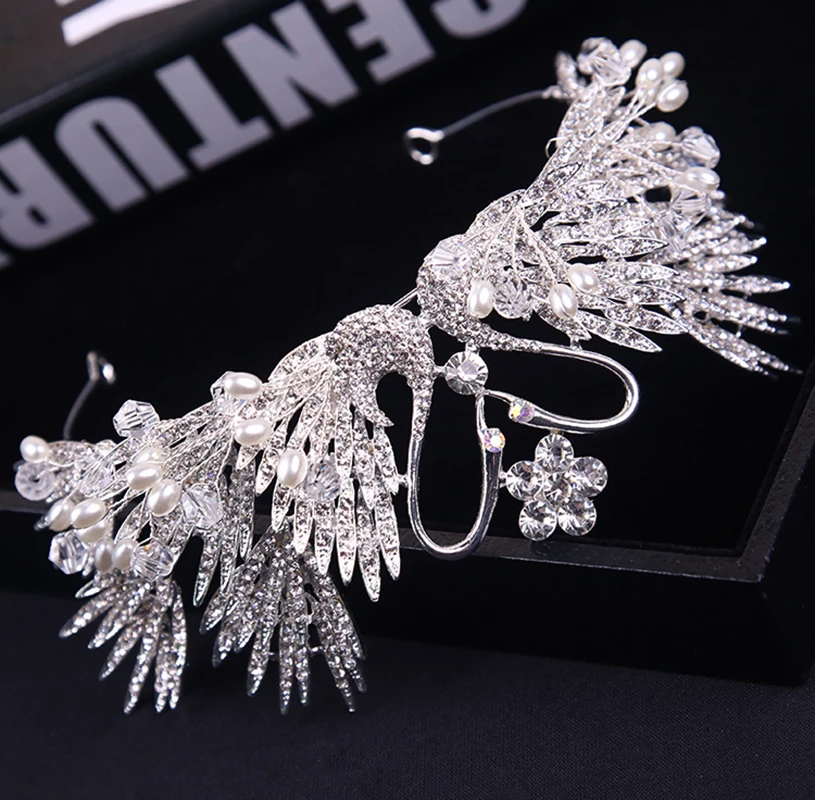 

Золотая Серебряная корона для новобрачных тиары ручной работы, свадебные аксессуары для волос, горный хрусталь, день рождения, ювелирные из...