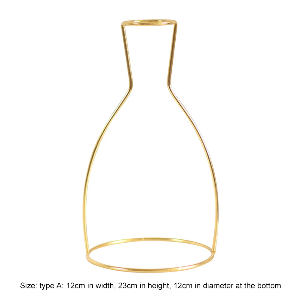 

Nordic Golden Iron Line Vase Hydroponic Plant Flower Vase Geometric Art Decor Metal Plant Holder Garden Modern Home Decoration