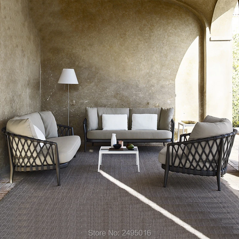 5-патио мебель алюминиевый coversation набор с журнальный столик и подушки для сада из