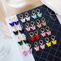 peixin new 2020 fashion design acrylic butterfly stud earrings sweet colorful cute butterfly womens earrings jewelry wholesale