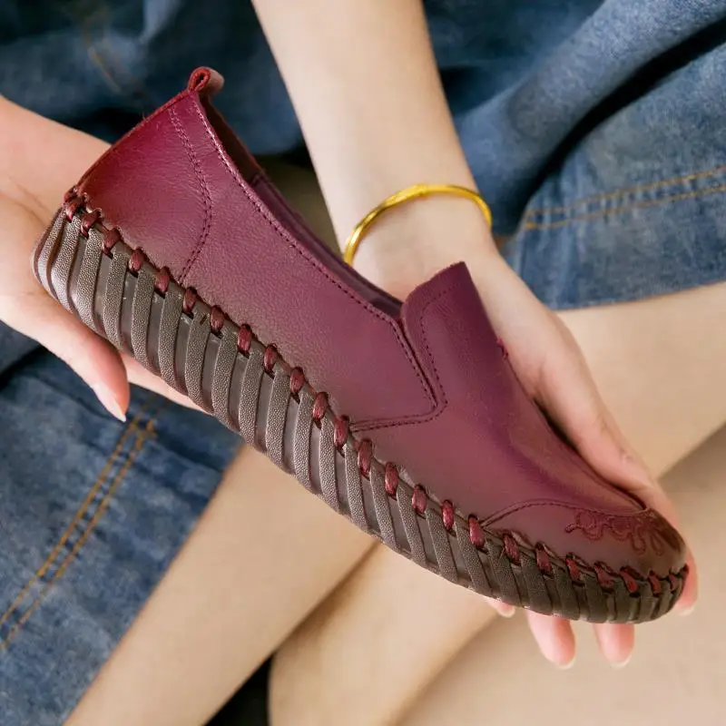 Genuine Cow Leather Spring Shoes For Women Slip-on Designer High Quality Female Casual Loafers Shoe Oxford Flats Women Moccasins