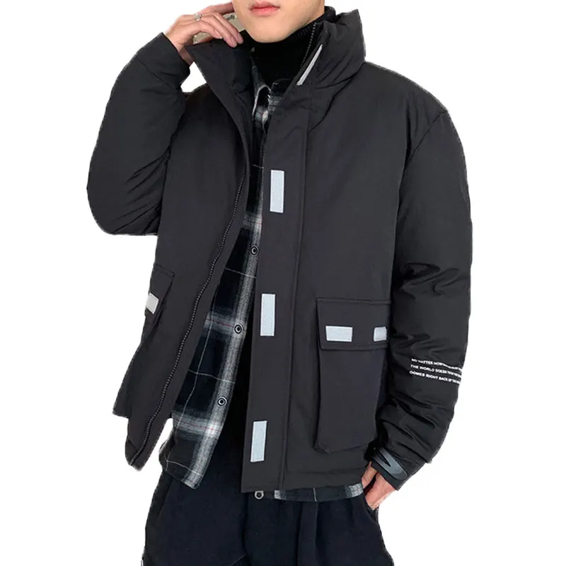 Повседневная мужская зимняя куртка хлопок куртка-парка корейский стиль черный
