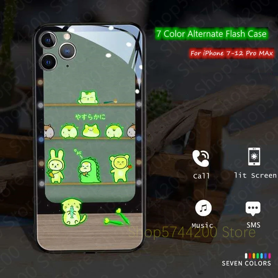 Милый светящийся чехол из закаленного стекла для iPhone 11 12 Pro Max 7 8 Plus X XR XS SE 2020 |