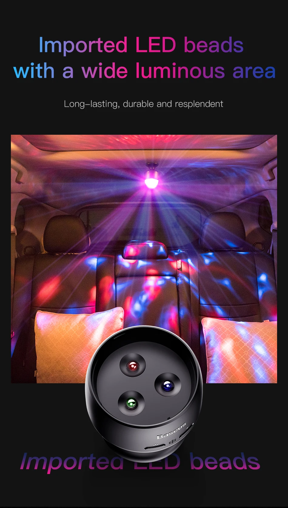 Baseus светодиодный RGB атмосферный светильник авто внутренний Автомобильный USB зарядка окружающий светильник DJ музыка звук датчик вечерние караоке светильник s