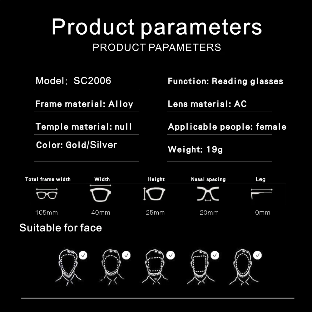 Женские очки для чтения ROLIPOP сверхлегкие из сплава пресбиопии подвесной