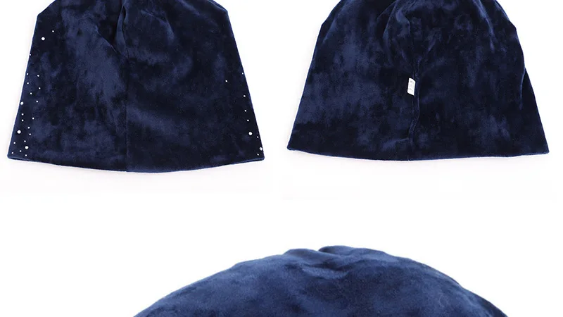 Новые женские стильные яркие Стразы Beanie Осень Зима Женская бархатная ткань Повседневная шапка женская мягкая шапка, вязаная шапка-носок Лыжная шапка