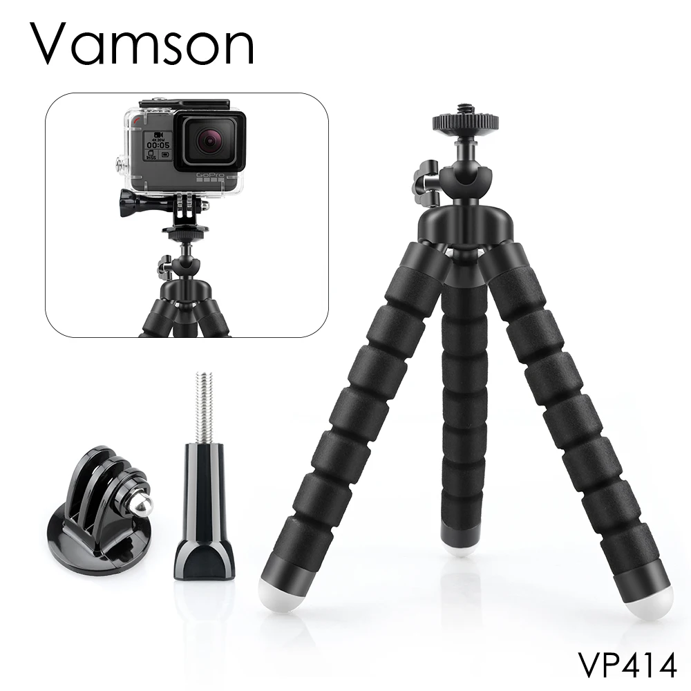 VP414 Vamson гибкий губчатый Осьминог Мини-штатив для iPhone samsung Xiaomi huawei смартфон штатив держатель мобильного телефона зажим подставка для GoPro Hero 7 6 5 4 3+ 2 1 для Xiaomi для yi 4k VP414 - Цвет: VP414
