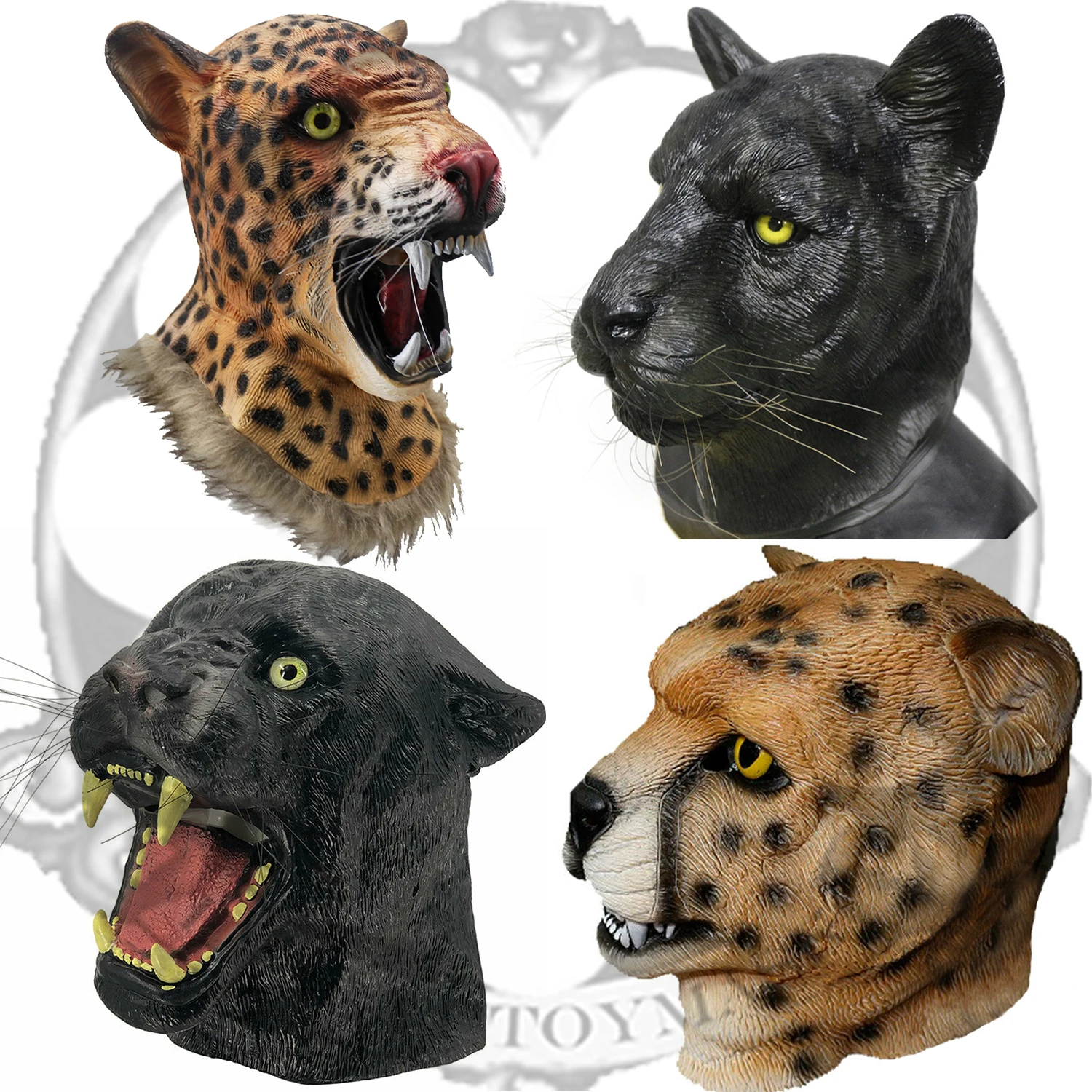

Latex Realistic Wild Cat Cheetah Panther Lion Jaguar Mask Props Halloween Party