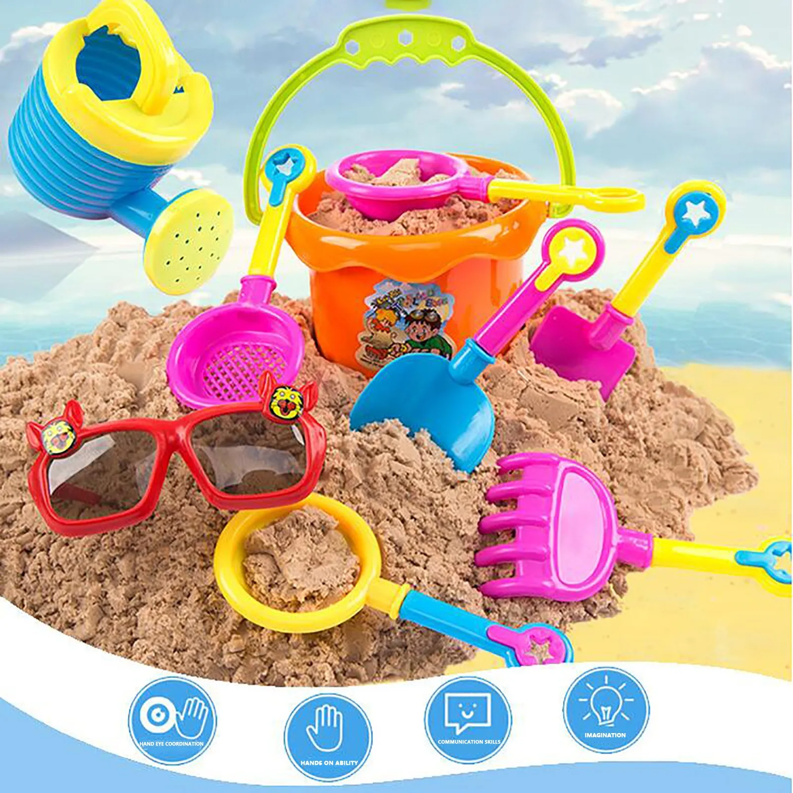 

Beach Toys For Kids Play Water Toys Sand Box Set Kit Sand Table Sand Bucket Summer Toys For Beach Play Sand Water Game Play Cart