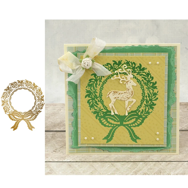 Рождественский венок с горячей фольгой Серебряная пластина DIY для фото тиснение