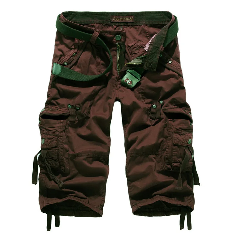 

2021 Summer Cargo Shorts Men Cotton Casual Outdoor Military Men's Shorts Multi pocket Calf length Short Pants Men