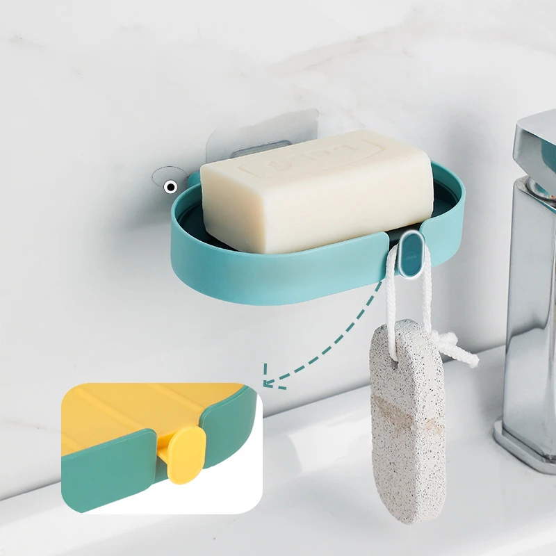 

Creative Soap Box Wall-mounted Suction Cup Soap Dish For Bathroom Free Punch Double Drain Rack Wall Mounted Soap Box Holder